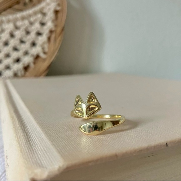 Fox Gold Wrap Ring Band Minimal Animal Femme Classic Jewelry - Picture 4 of 12